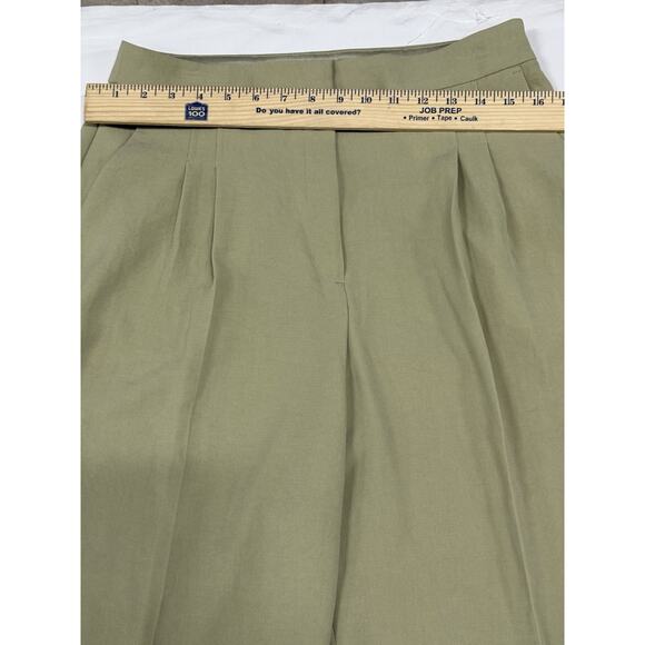 Express Editor Pants Mid Rise Size 10R Khaki Relaxed Trousers Wide Leg Long - Picture 4 of 8